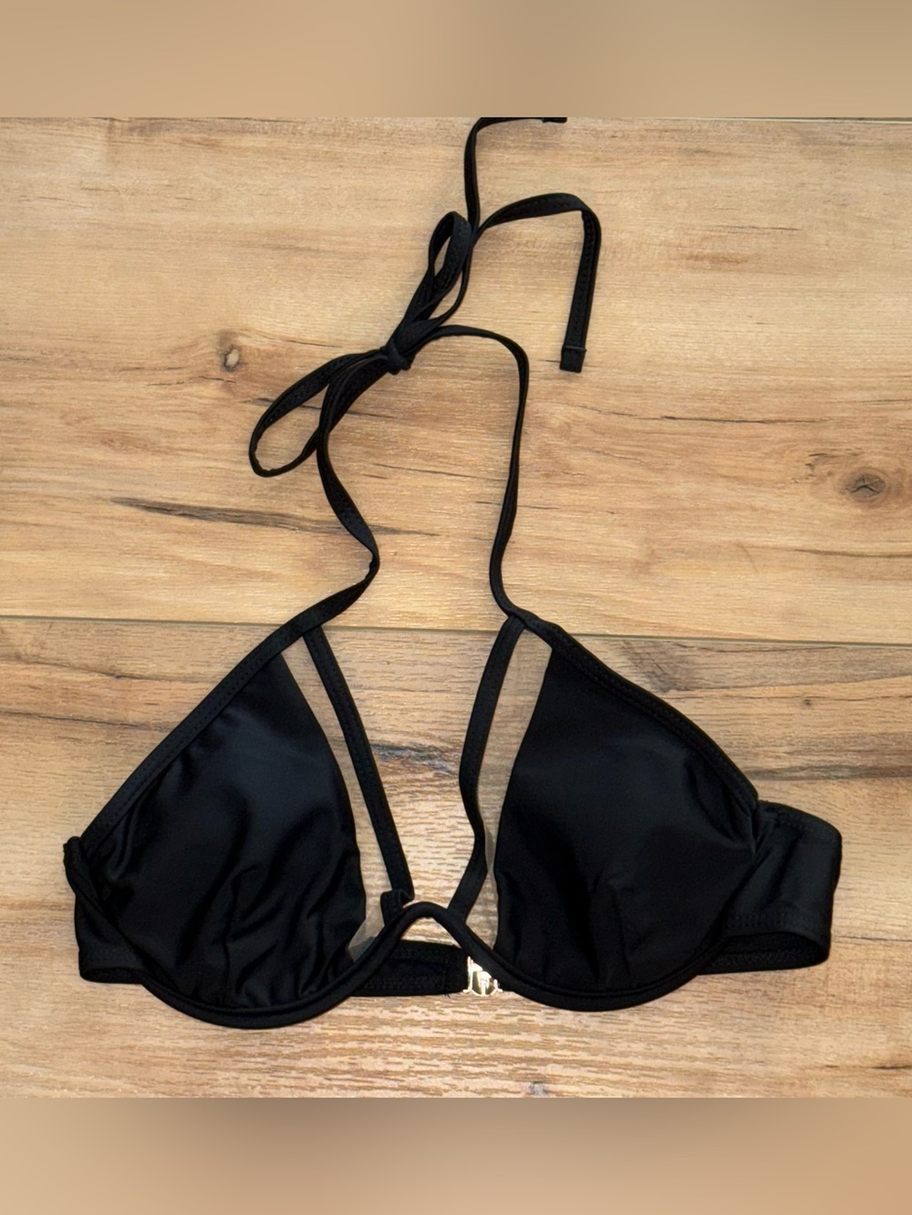 New Small Black Triangle Halter Bikini Top